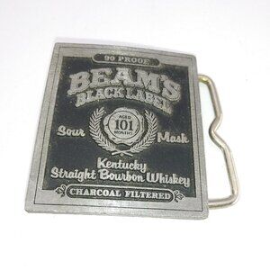 VTG Jim Beam's Black Label Kentucky Straight Bourbon Whiskey Pewter Belt Buckle